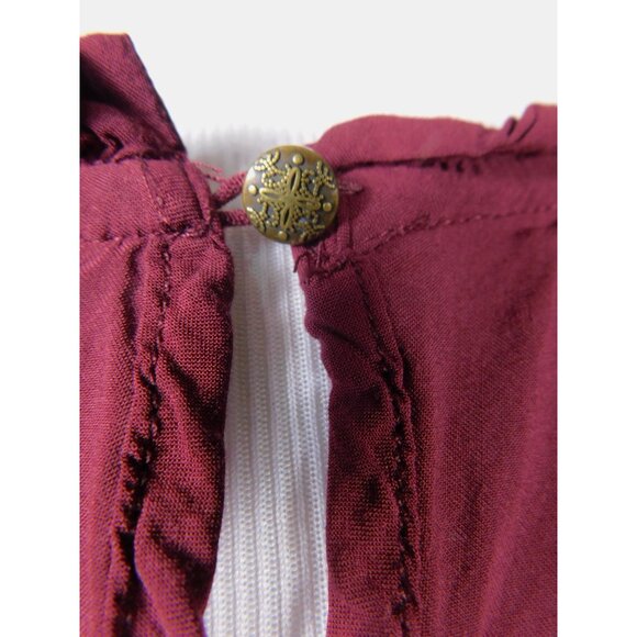 Knox Rose Boho Eyelet Blouse M Burgundy Ruffle Witchcore Top - Picture 7 of 12